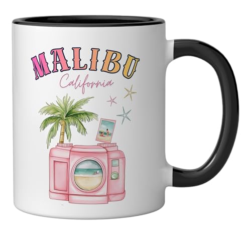 California Memories Malibu Ceramic Mug, Black/White
