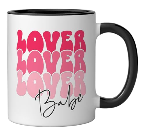 Lover Babe Retro Ceramic Mug, Black/White