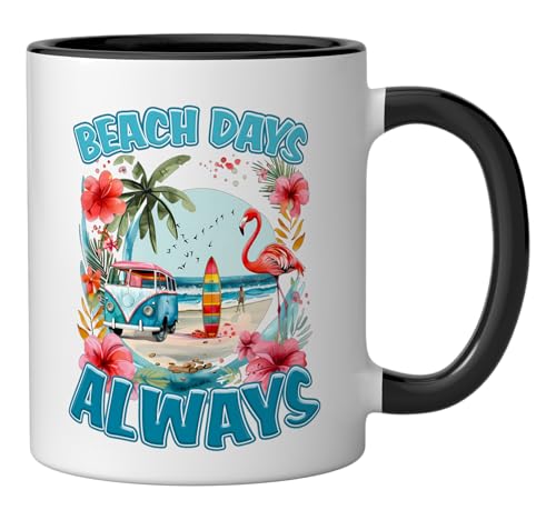 Beach Days Ceramic Mug, Black/White