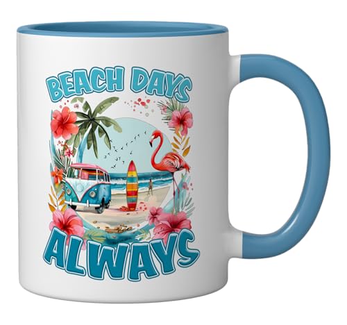 Beach Days Ceramic Mug, Blue/White