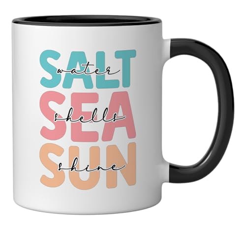 Saltwater Seashells Sunshine Ceramic Mug, Black/White