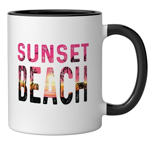 Sunset Beach Ceramic Mug, Black/White