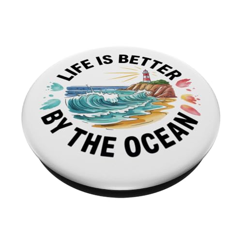 Life is Better by The Ocean PopSockets Adhesive PopGrip