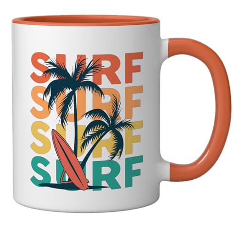 Surf Tropical Ceramic Mug, Orange/White