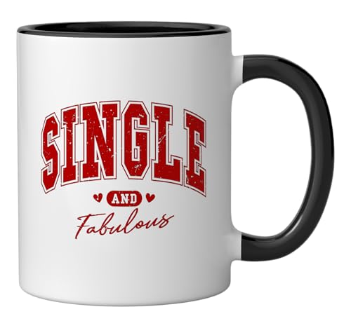 Single and Fabulous Ceramic Mug, Black/White