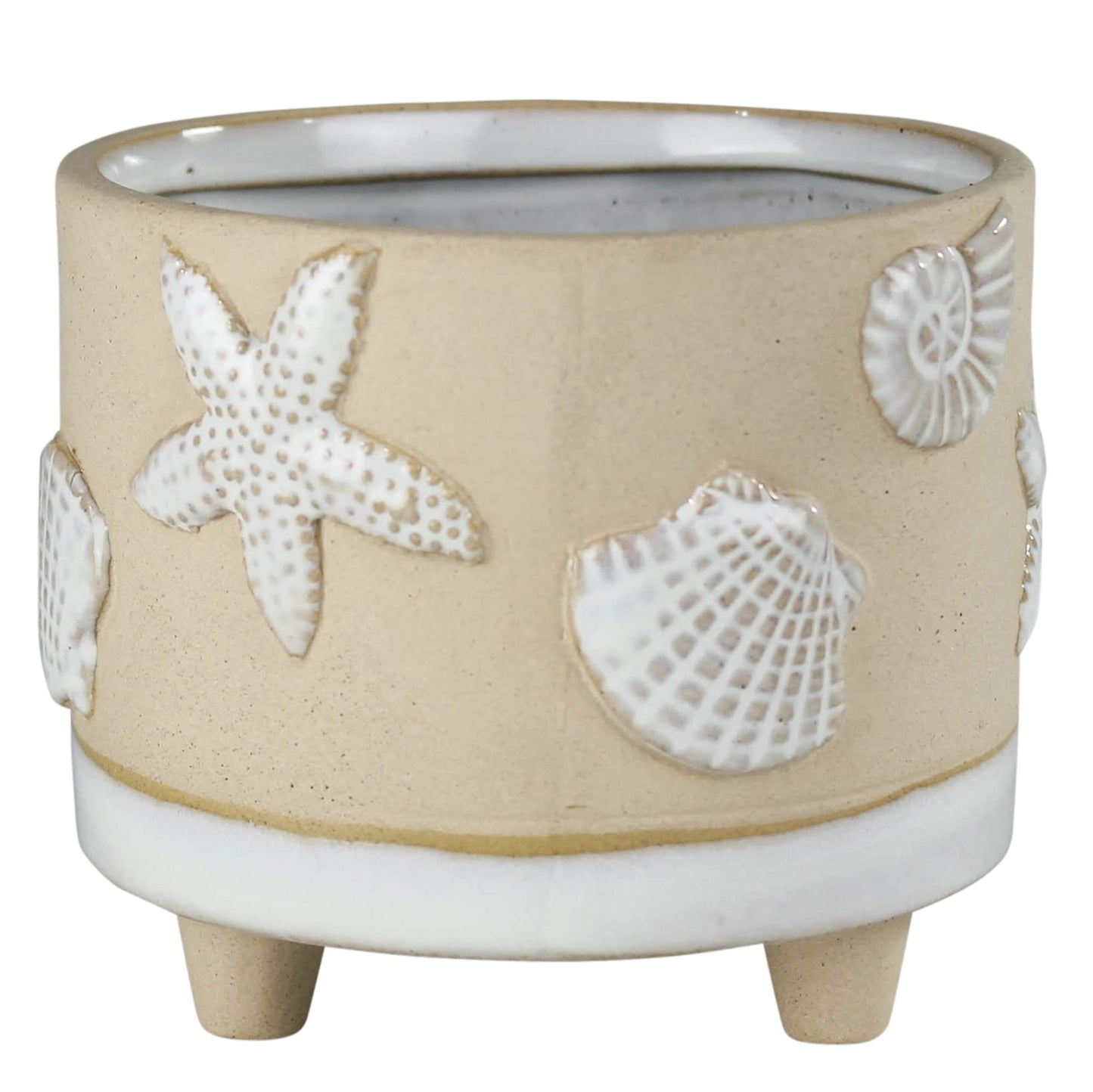 HomArt Seashell Cachepot, 5-inch Diameter, Ceramic