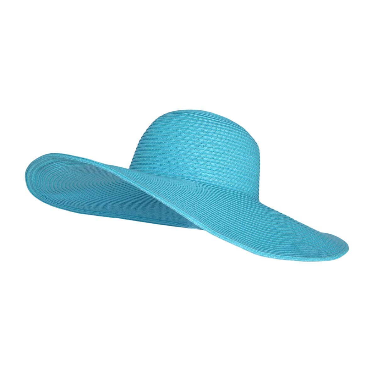 WITHMOONS Straw Hats for Women Floppy Sun Sky Blue Hats Beach Wide Brim Oversized UPF 50 with Strap Summer Roll Up SZ90045 (SkyBlue)