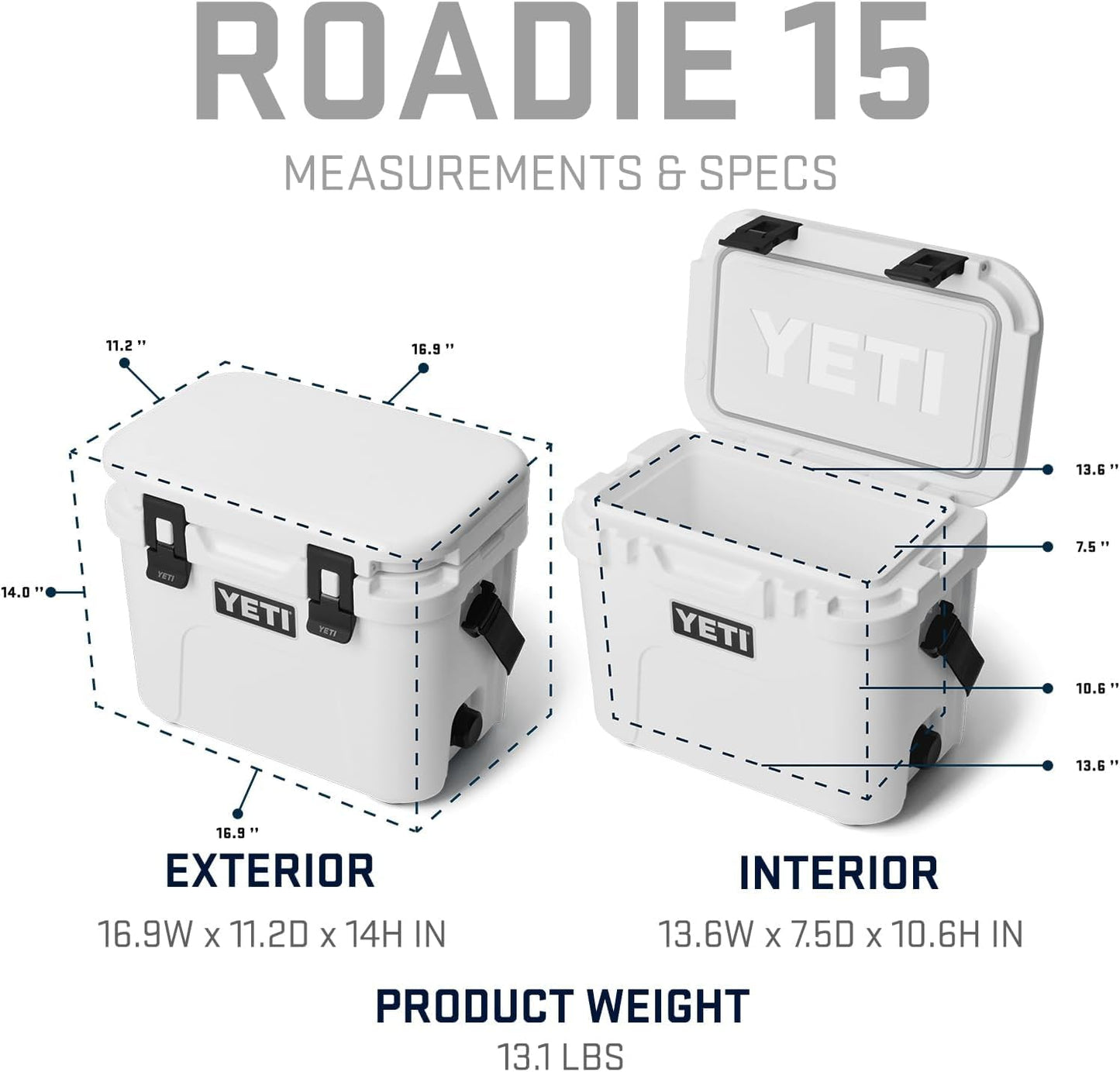 YETI Roadie 15 Hard Cooler with DoubleDuty Shoulder Strap, Aquifer Blue