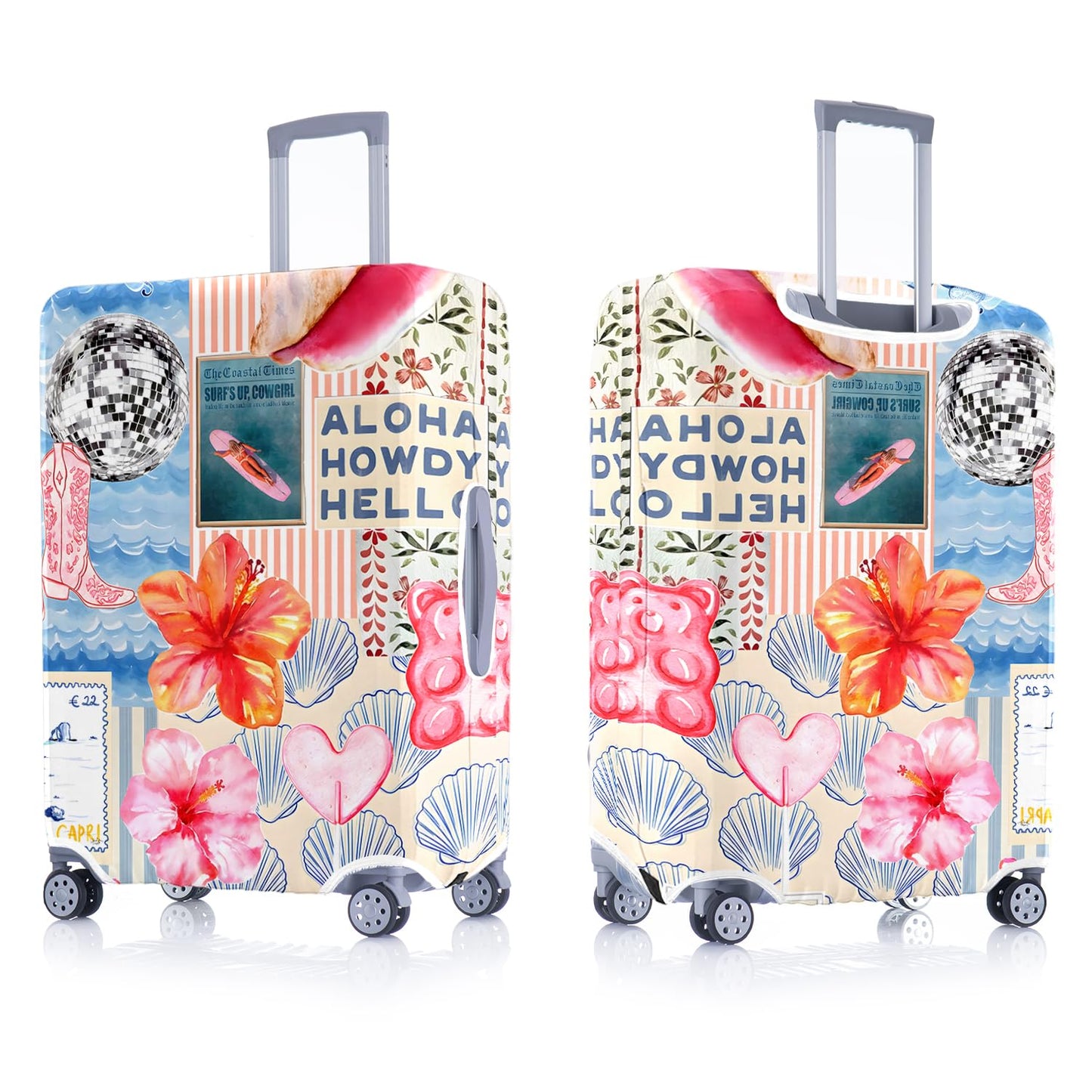 Vehcimbev Holiday Surf's Up Travel Luggage Cover Coastal Life Travel Suitcase Cover Anti-scratch Suitcase cover Fits 18-20 Inch Luggage Cover