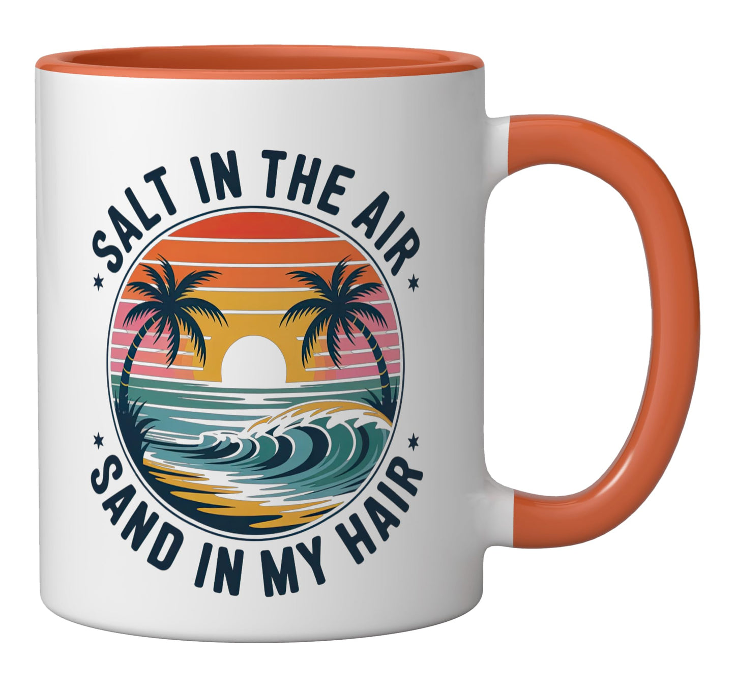 Salt and Sand Tropical Ceramic Mug, Orange/White
