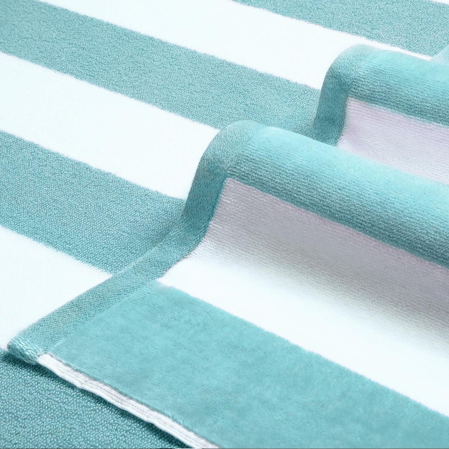 LULUHOME Large Oversized Beach Towel - Big Cotton 36 x 70 Inch Striped Pool Towel, Large Cabana Soft Swimming Towel for Adult Men Women,Aqua