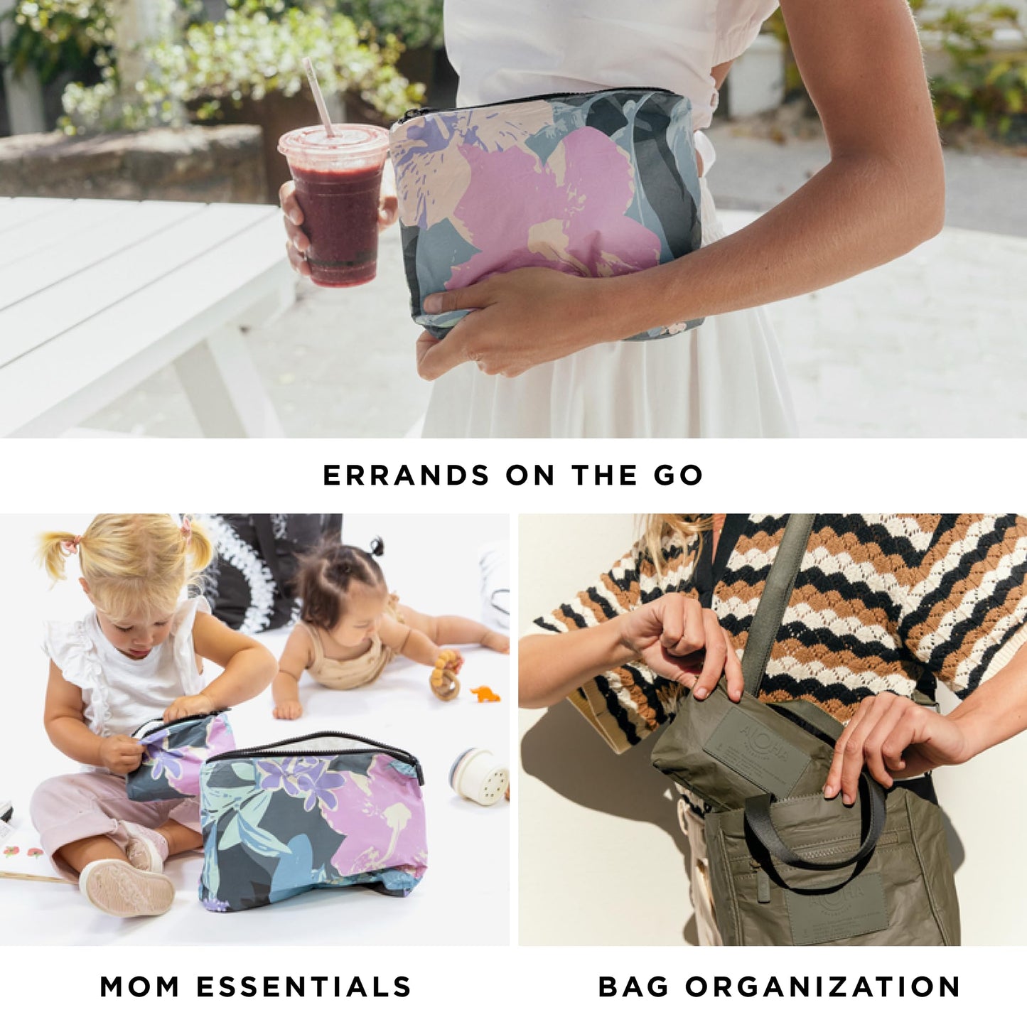 ALOHA Collection Pinstripe Bundle | Lightweight, Packable, and Splash-Proof Beach Tote Bag