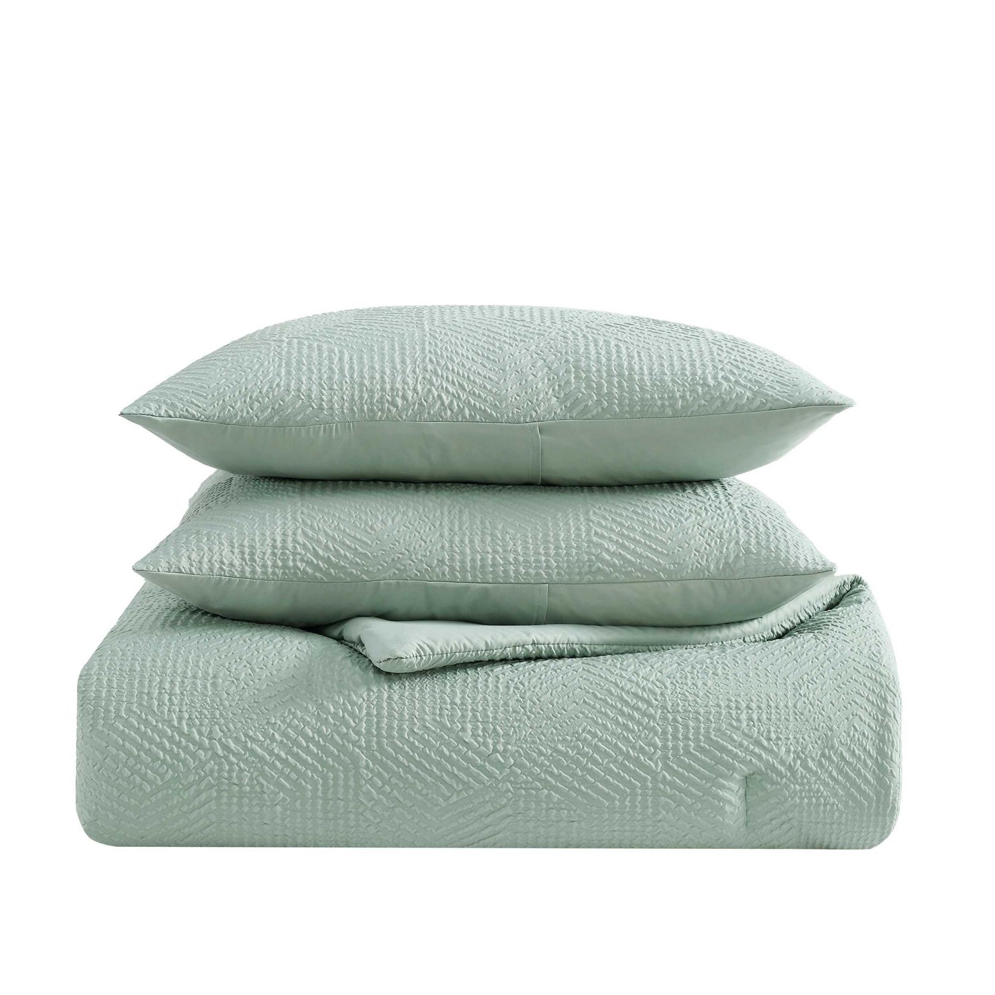 Nautica - Queen Comforter Set, 100% Soft Plush Bedding with an Embossed Texture, Reversible Bed Set with Matching Bed Sheets, Pillowcases & Decorative Pillows (Broken Lines Sage Green)