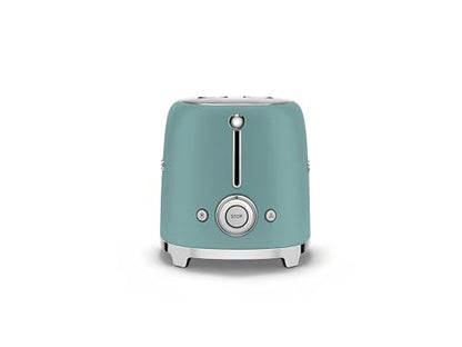 SMEG 2 Slice Toaster with 6 Presets and Defrost Function and Removable Crumb Tray (Jade)