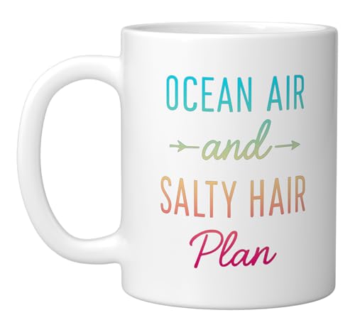 Ocean Air Salty Hair Ceramic Mug, White