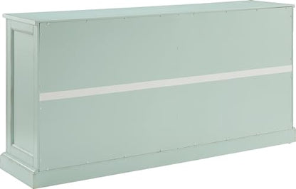 Crosley Furniture Holbrook Traditional Glass Door Sideboard Buffet Cabinet, Kitchen Storage, TV Stand, Distressed Seafoam Blue