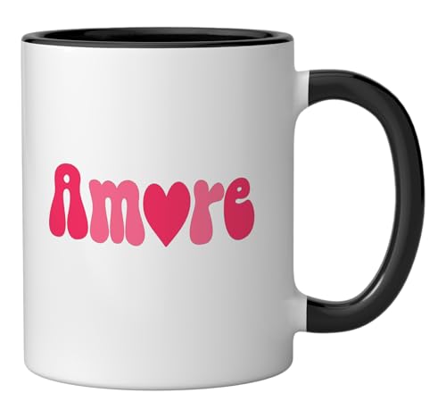 Amore Retro Ceramic Mug, Black/White