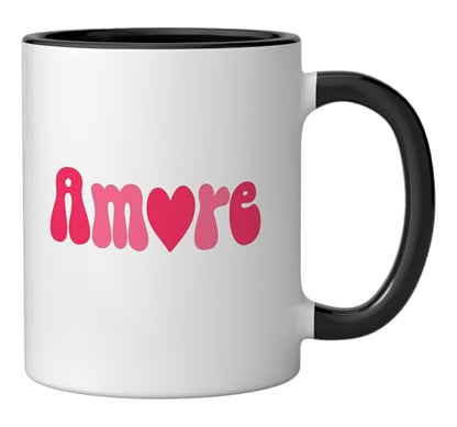 Amore Retro Ceramic Mug, Black/White
