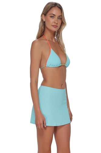 Swim Systems Bree Mini Skirt Women's Swimsuit Bikini Cover-Up (Textured), Aqua Haze Rib, L