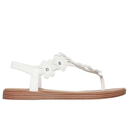 Skechers Women's SUMMER COVE - BEACH BLOOM, Flower Rhinestone Slingback, Off White, 11M