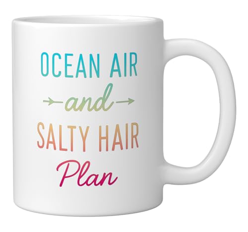 Ocean Air Salty Hair Ceramic Mug, White