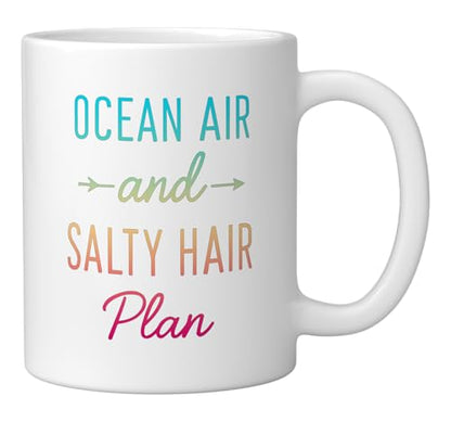 Ocean Air Salty Hair Ceramic Mug, White
