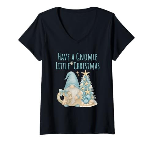 Womens Have A Gnome Little Christmas Funny V-Neck T-Shirt