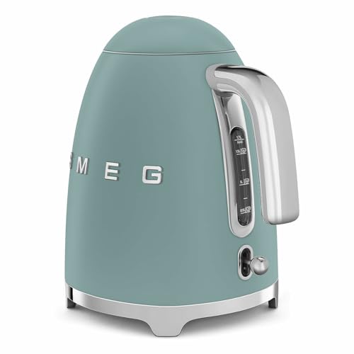 SMEG KLF03 7 Cup Electric Water Kettle, Retro-Style, Soft-Opening Lid, Auto Shut-Off, 360° Swivel Base – Jade