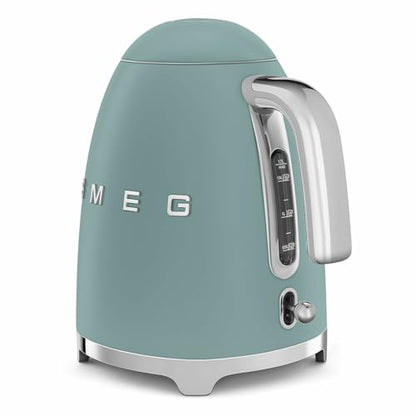 SMEG KLF03 7 Cup Electric Water Kettle, Retro-Style, Soft-Opening Lid, Auto Shut-Off, 360° Swivel Base – Jade