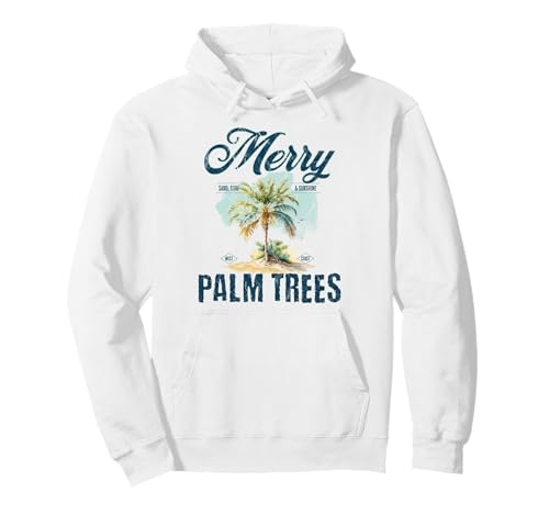 Merry Palm Trees Tropical Christmas Pullover Hoodie