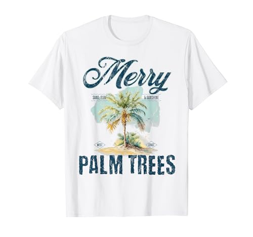 Merry Palm Trees Tropical Christmas T-Shirt