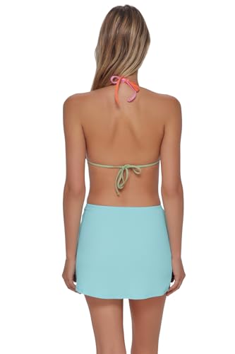 Swim Systems Bree Mini Skirt Women's Swimsuit Bikini Cover-Up (Textured), Aqua Haze Rib, L