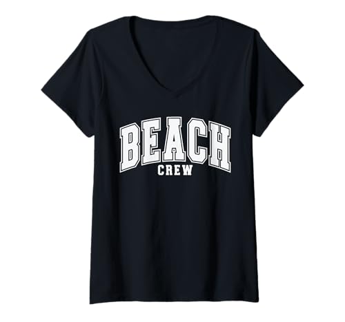 Womens Beach Crew Varsity V-Neck T-Shirt
