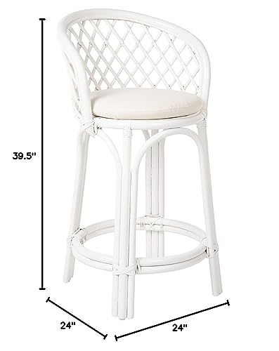 Kouboo Rattan Criss-Cross, White Kitchen Counter Stool, Height (1110170)