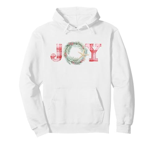 Joy Coastal Christmas Wreath Pullover Hoodie