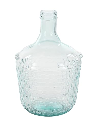 Deco 79 Recycled Glass Decorative Vase Spanish Bottle Centerpiece Vase with Bubble Texture, Flower Vase for Home Decoration 10" x 10" x 17", Blue