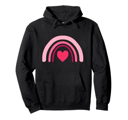 Rainbow Heart Retro Valentines Day Pullover Hoodie