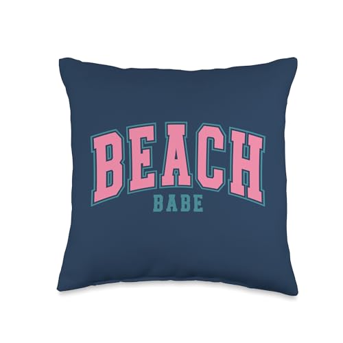 Beach Babe Varsity Throw Pillow
