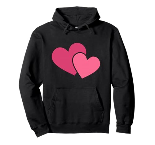 Two Hearts Retro Pink Pullover Hoodie