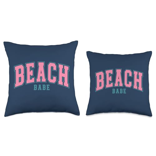 Beach Babe Varsity Throw Pillow