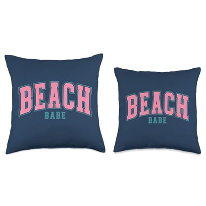 Beach Babe Varsity Throw Pillow