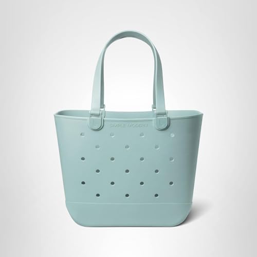 Simple Modern Extra-Large Beach Bag | Waterproof Getaway Rubber Tote with Zipper Pocket for Travel, Pool, Boat, Groceries, Sports | Sea Glass Sage