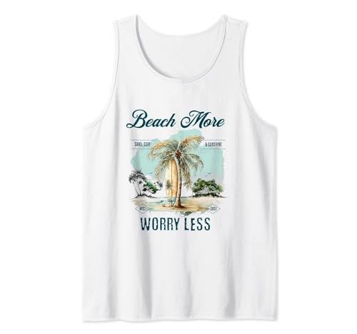 Beach More Worry Less Vintage Palm Tank Top