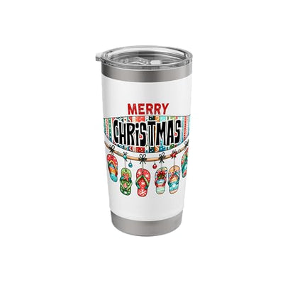 Merry Christmas Surfboard Flip Flop Stainless Steel Insulated Tumbler