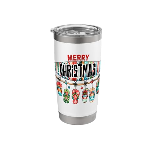 Merry Christmas Surfboard Flip Flop Stainless Steel Insulated Tumbler