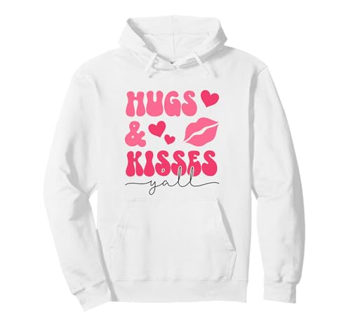 Hugs & Kisses Y'all Retro Valentines Day Pullover Hoodie