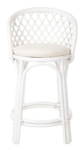 Kouboo Rattan Criss-Cross, White Kitchen Counter Stool, Height (1110170)