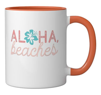 Aloha Beaches Ceramic Mug, Orange/White