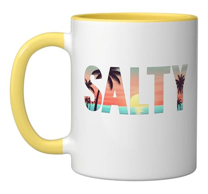 Salty Tropical Ceramic Mug, Yellow/White