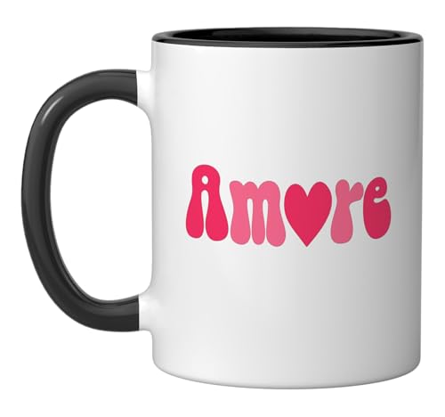 Amore Retro Ceramic Mug, Black/White